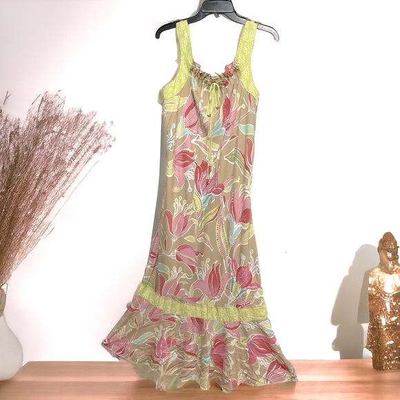 Ku De Ta Floral Sundress with Beaded Sequins size L - Picture 1 of 13